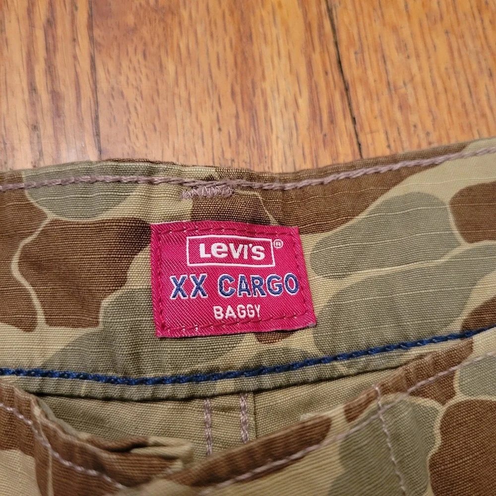 Levis 31x32 XX Cargo Baggy‎ Pants Green Frog Skin Camo Ripstop Hunting Utility